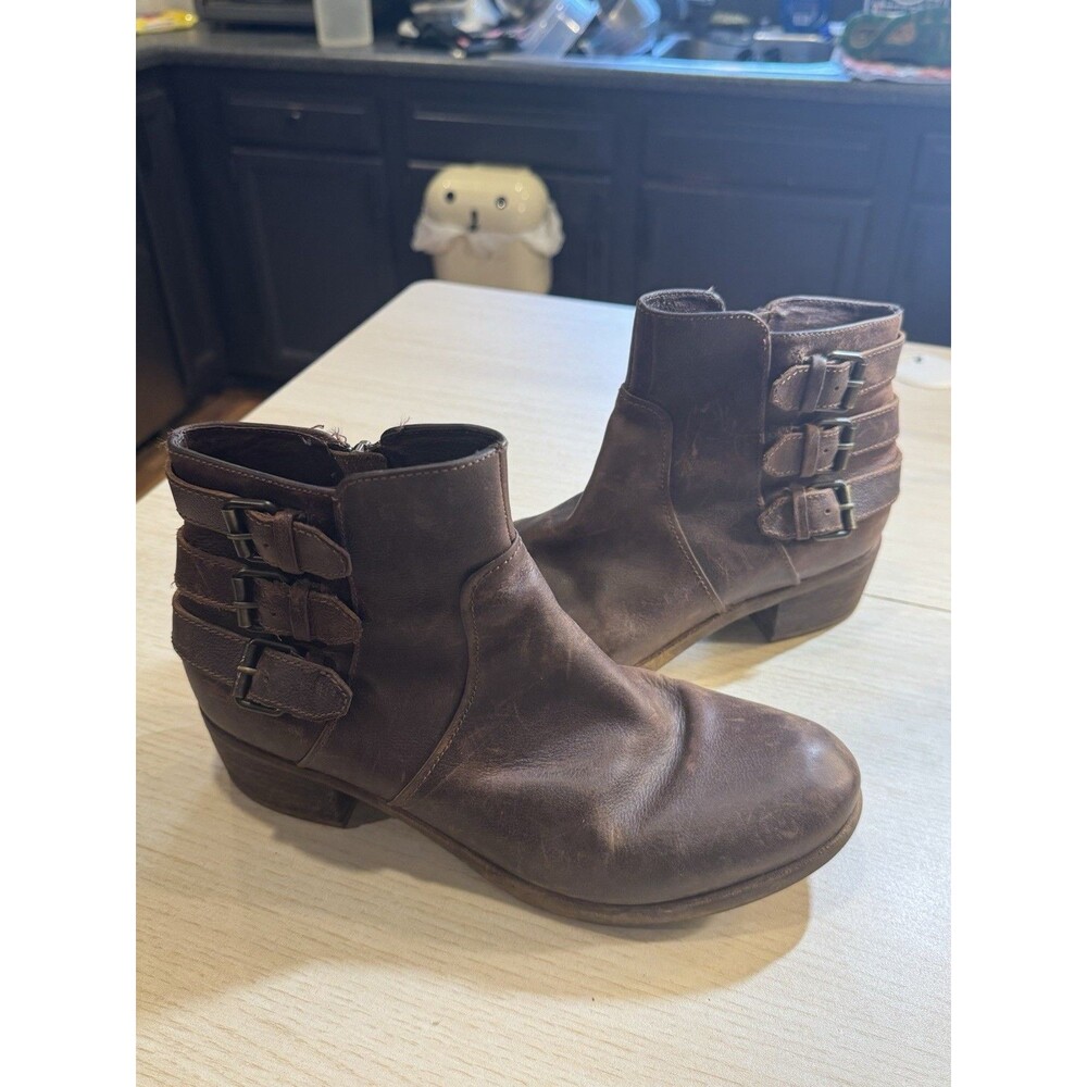 Ugg Australia Boot Volta Chocolate Brown Leather Ankle Biker Boot Size 9/40